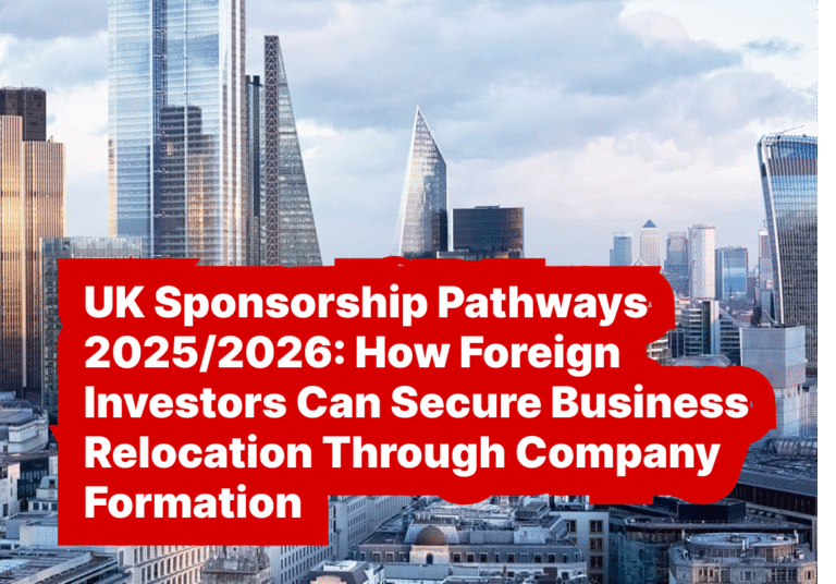 UK Sponsorship Pathways 2025/2026: How Foreign Investors Can Secure Business Relocation Through Company Formation